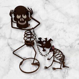 Vintage PartyLite Halloween Skeleton Mr. Bones Sticks The Dog Tea Light Candle